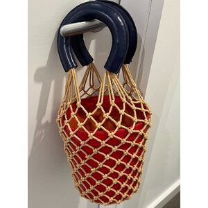 Moreau Leather and Net Bucket Bag